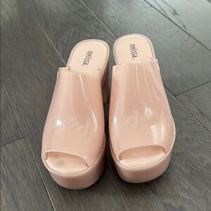 Melissa Pink Glossy Platform Mules